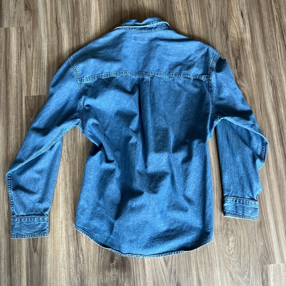 navy denim button up long sleeve shirt size medium - Picture 6 of 6